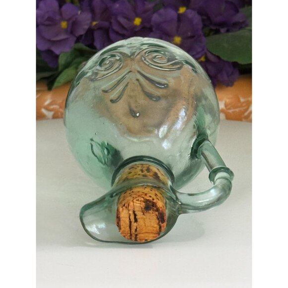 Vintage Green Glass Cruet / Decanter With Cork Stopper - Picture 8 of 10